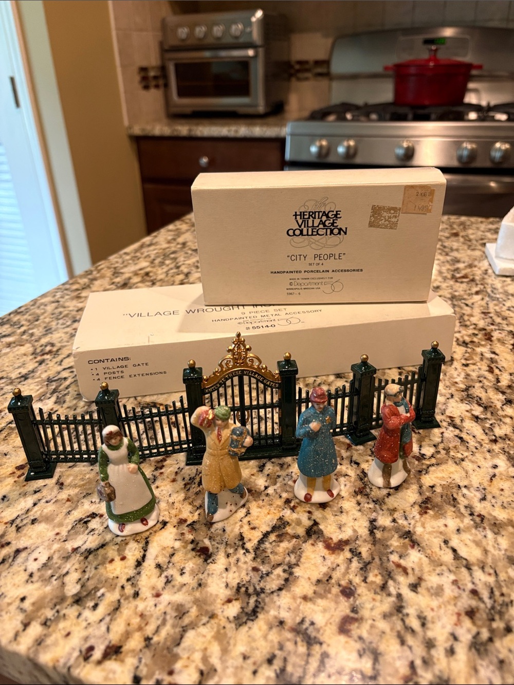 Green Wrought Gate with Handpainted Holiday Figures
